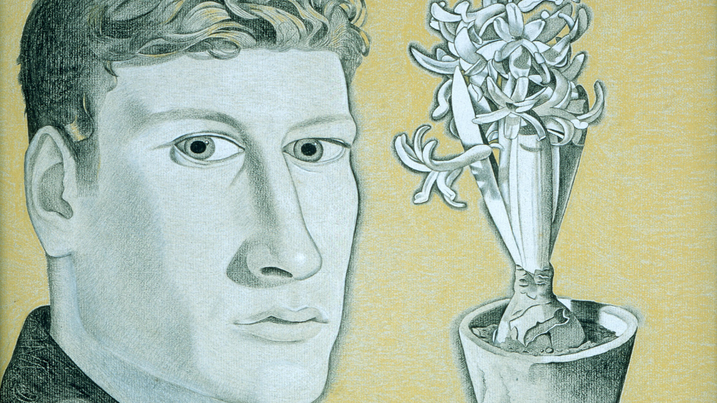 Self Portrait with Hyacinth Pot - Lucian Freud