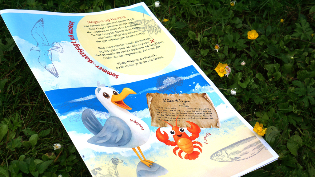Plakat med måge fra skattejagt på Gilleleje Museum