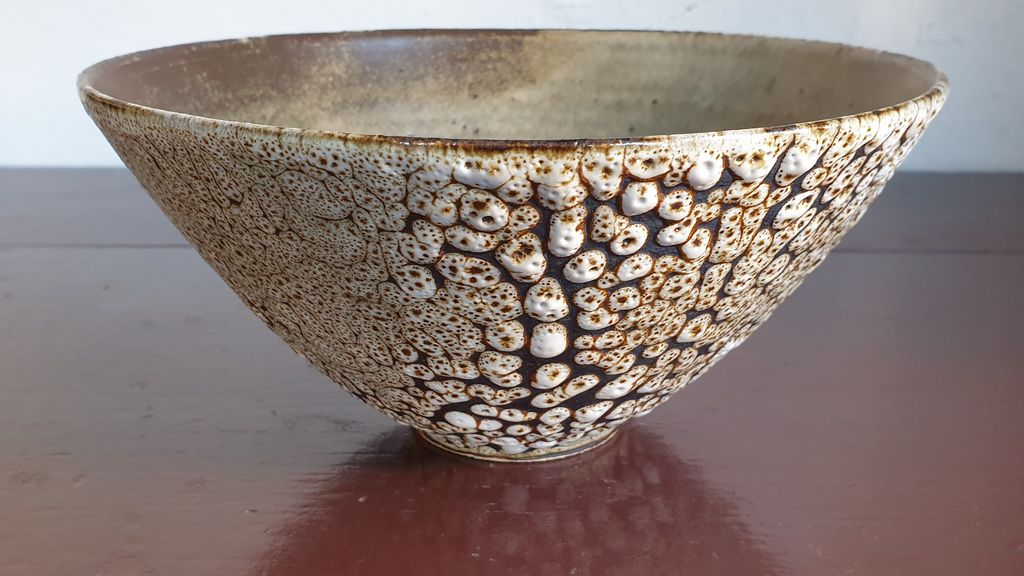 Skål med krympeglasur, hånddrejet