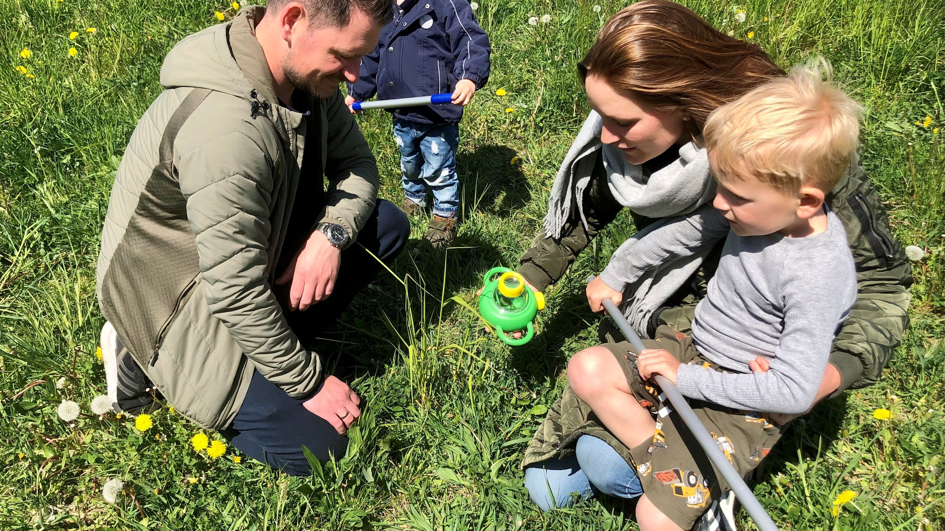 Familie på insektsafari