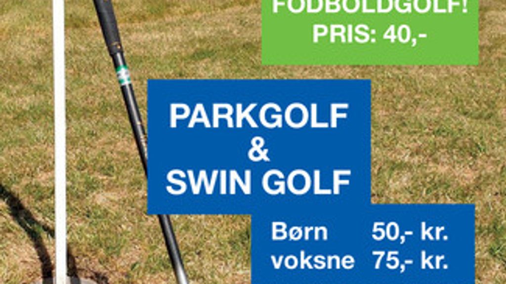 Familiegolf og Kunst med arbejdende Kunstner, Jannice Kinnear. Samt Parkgolf, Fodboldgolf, Minigolf, Swingolf.