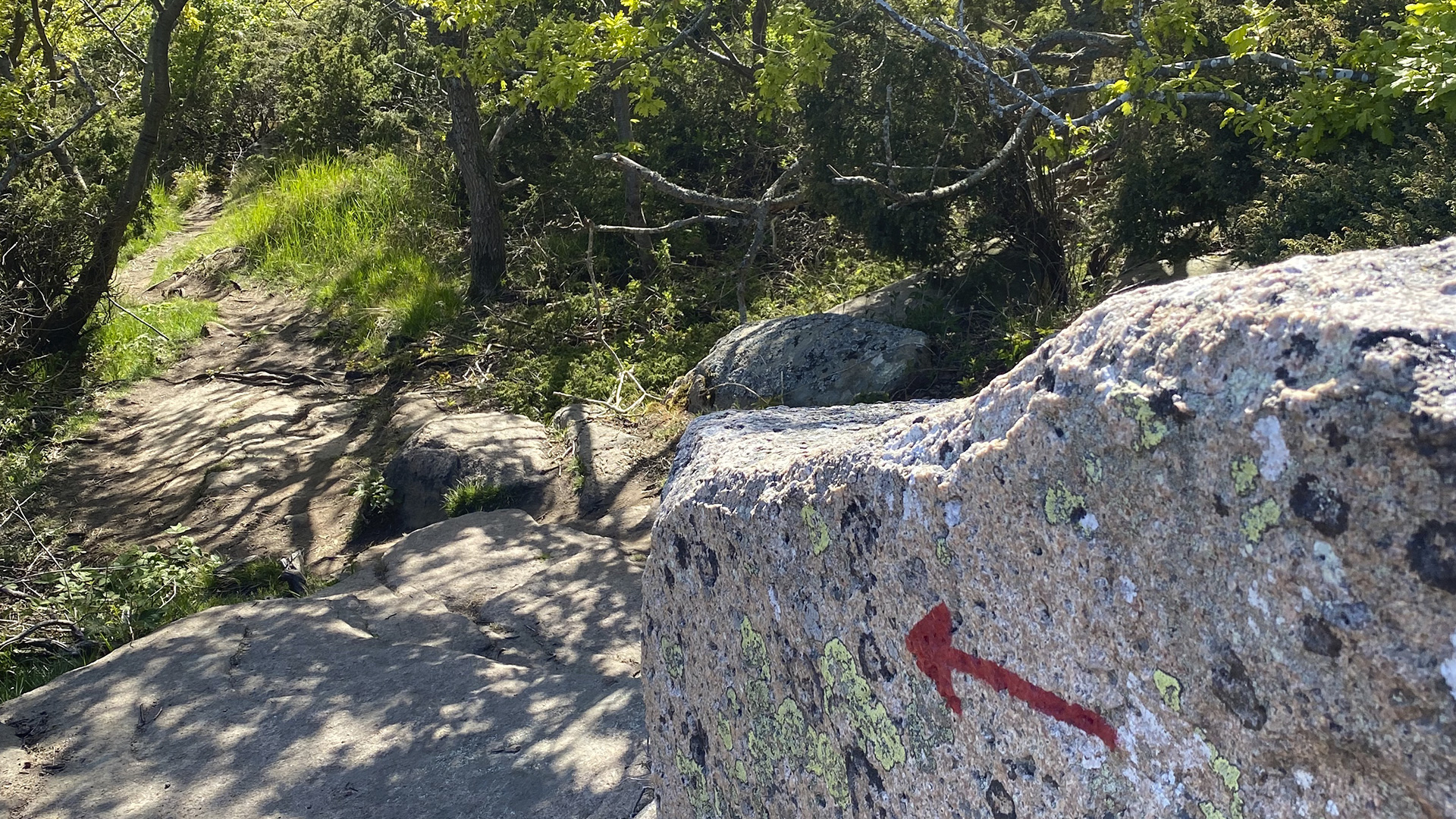 Pil på sten til Stenhuggerstien