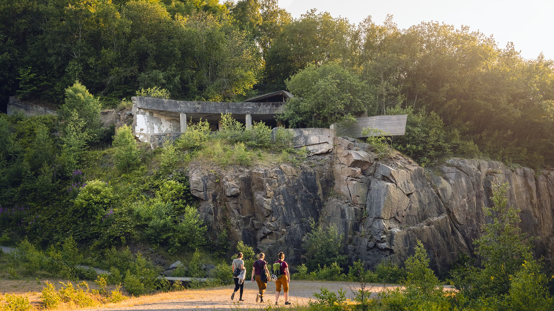Family in front of Vang Granite Quarry