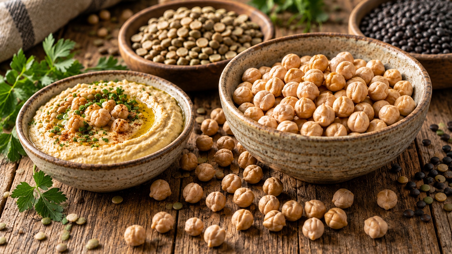 Legumes and hummus