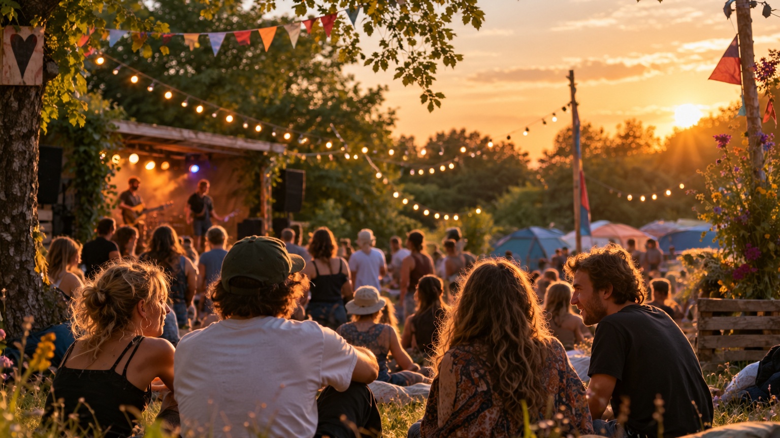 Festival at sunset