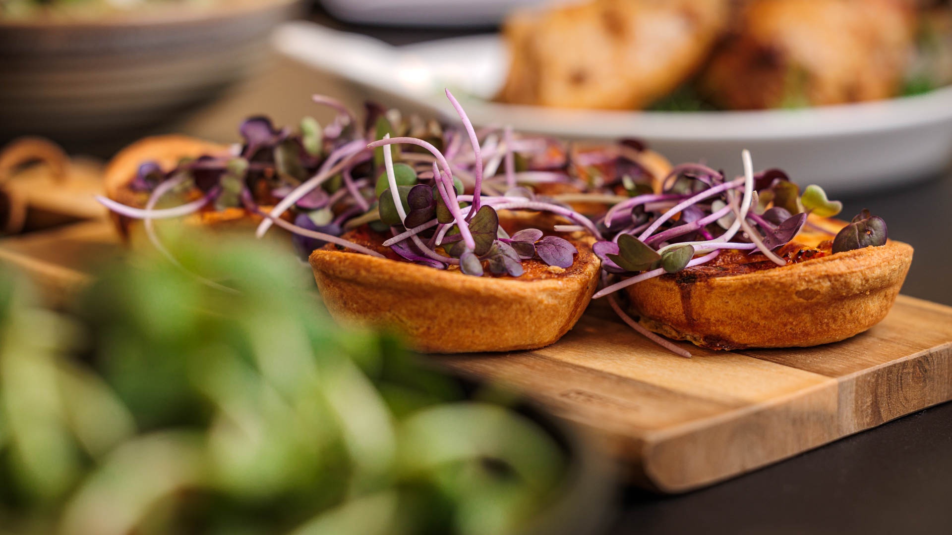 Tarts with sprouts