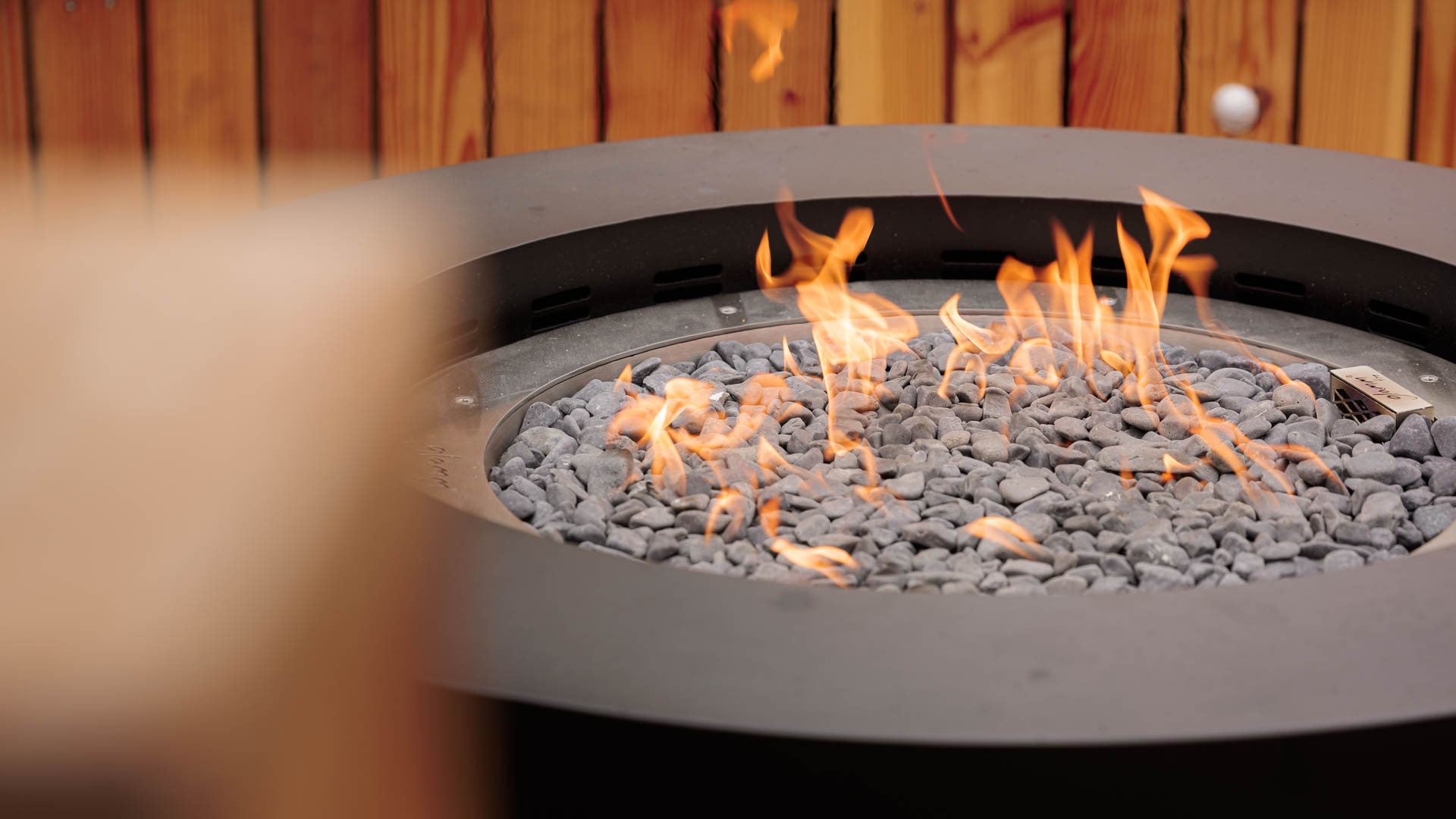 Fire pit with flames