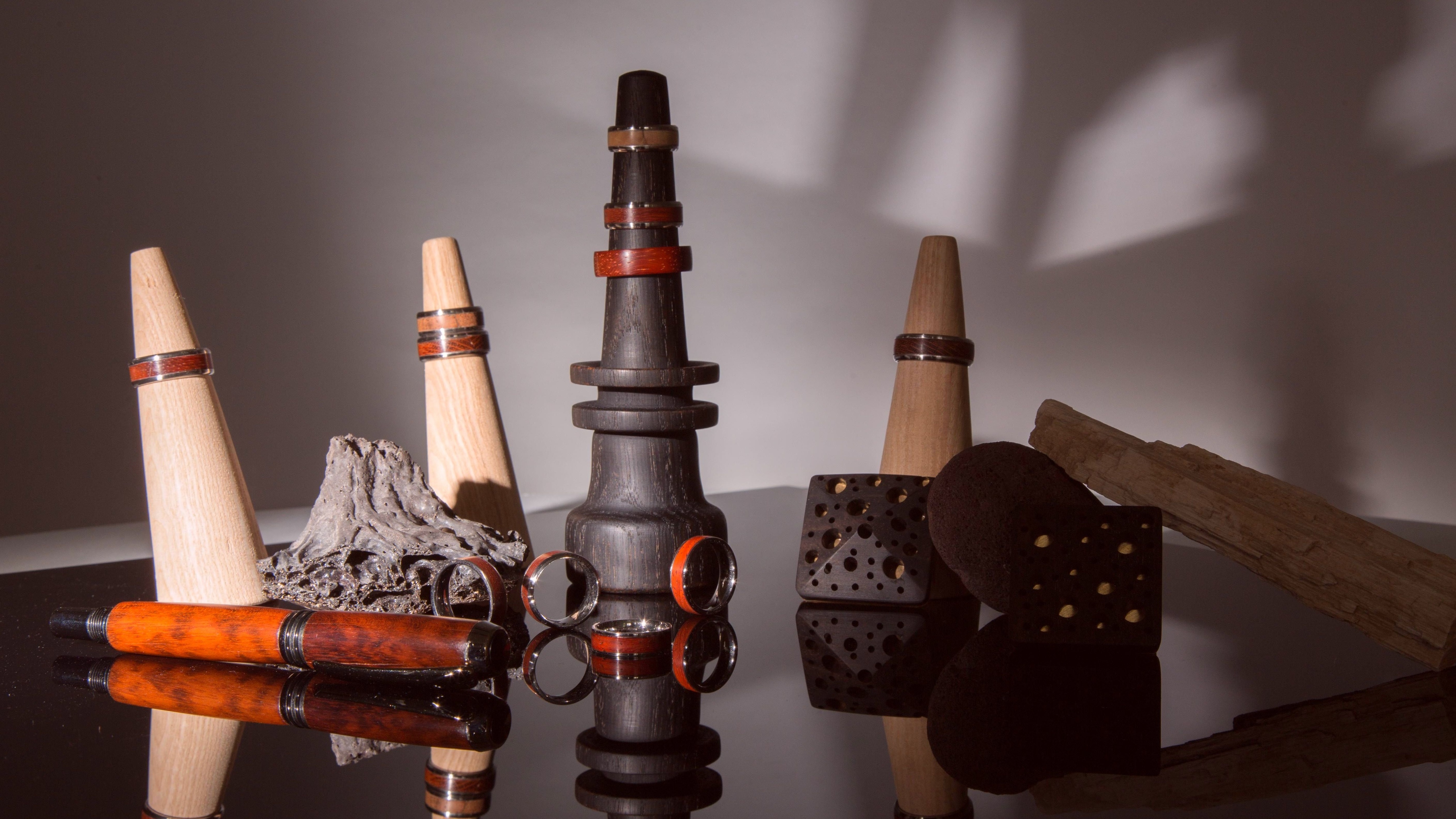 Wooden rings and pen