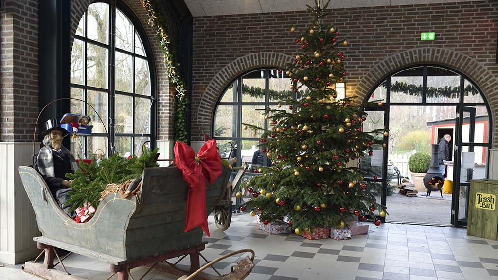 Julemandens kane og juletræ på Centrastationen i Ree Park Safari