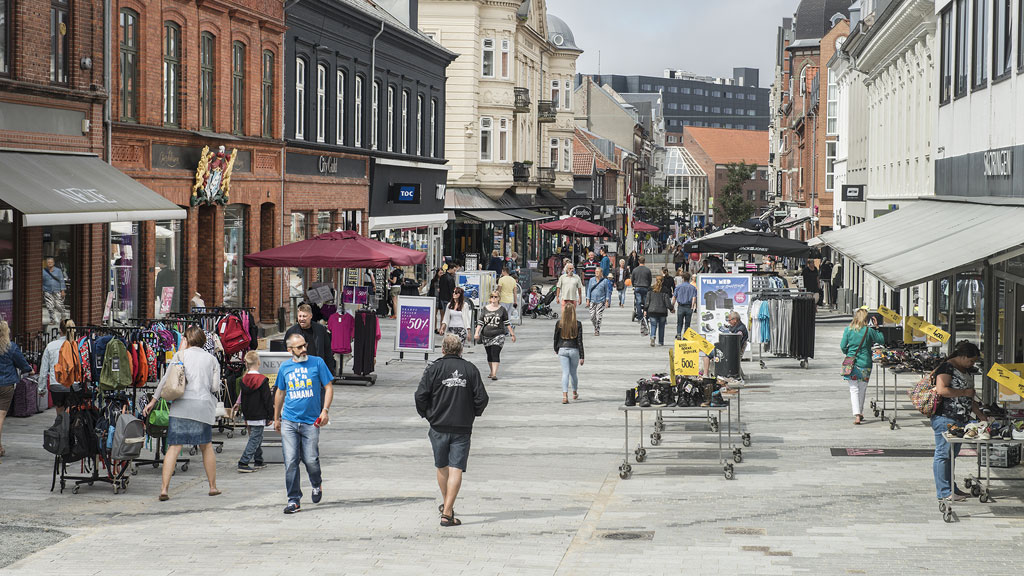 Shopping in the pedestrian street in Esbjerg