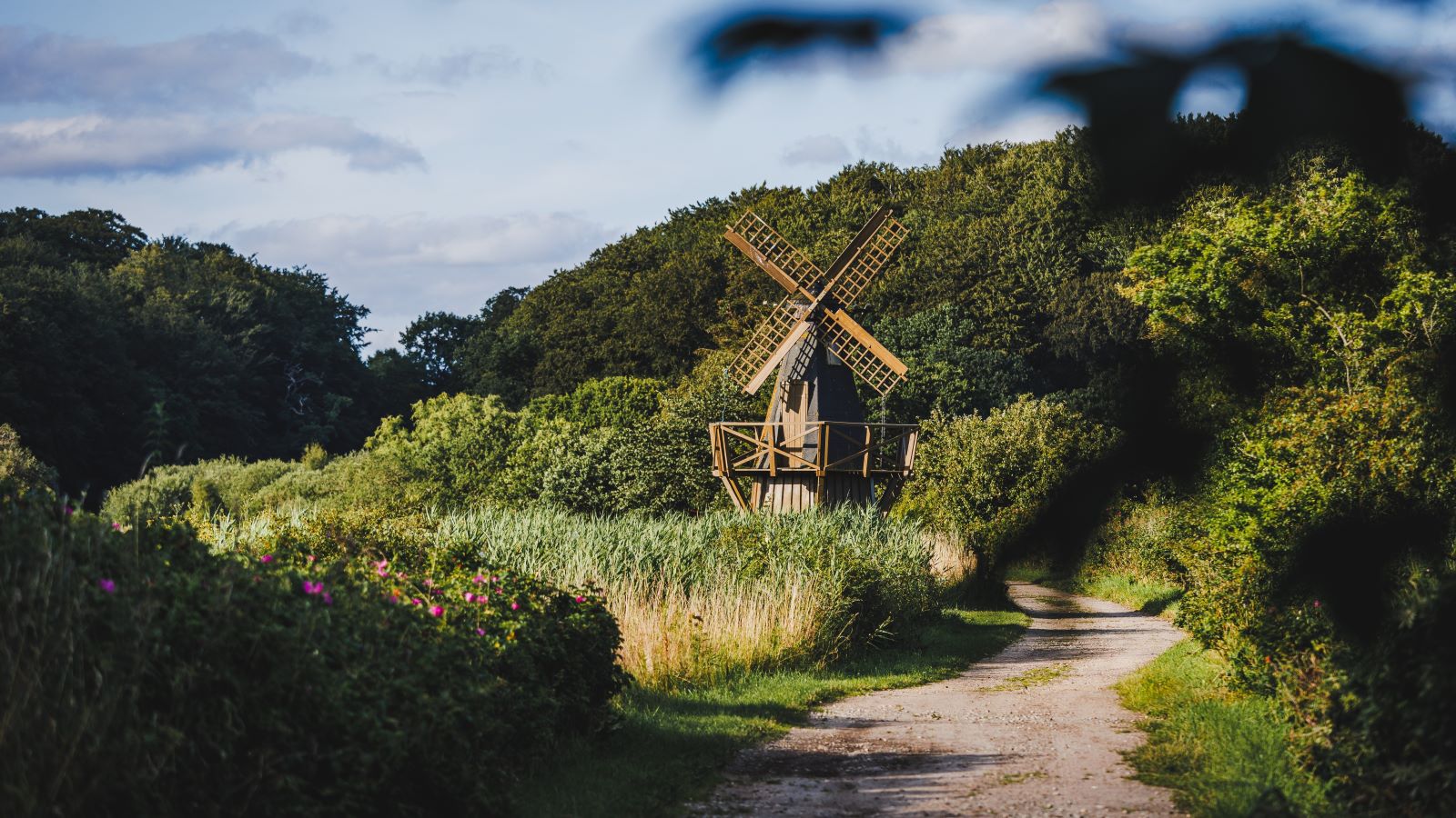 An old mill at Hagenør. A country road runs by the mill.