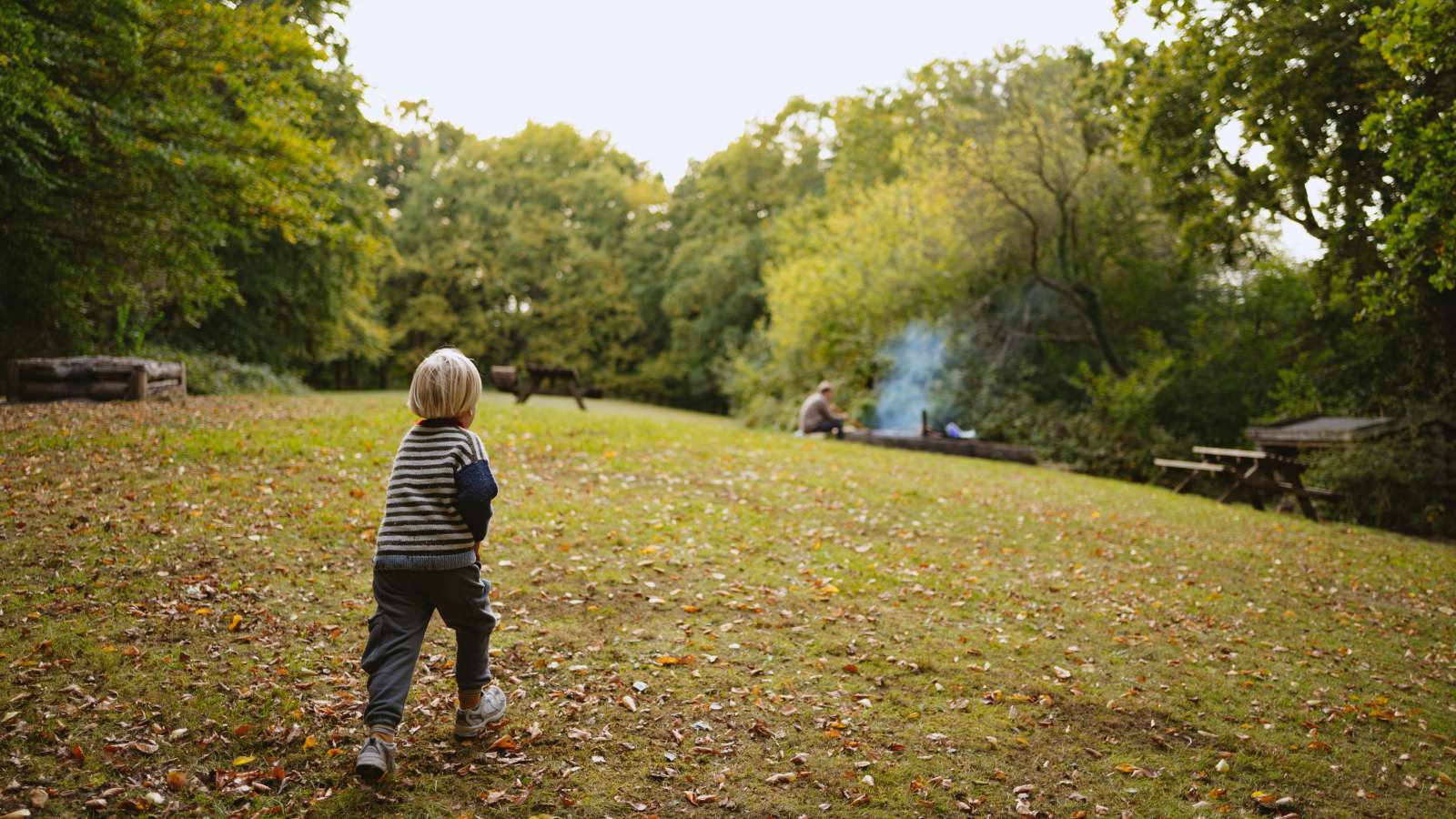 Child running on the campsite
