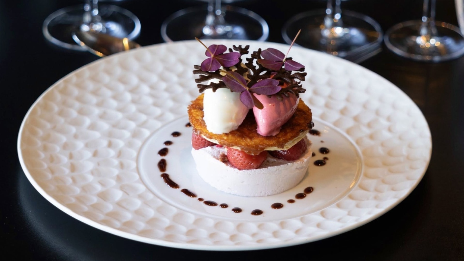 Dessert hos restaurant Det Glade Vanvid i Fredericia