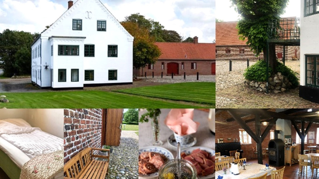 Skærum Mølle, gårdhave, café, seng, madanretning