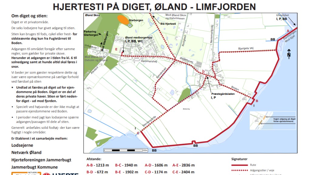 Kort over Hjertestien Øland diget