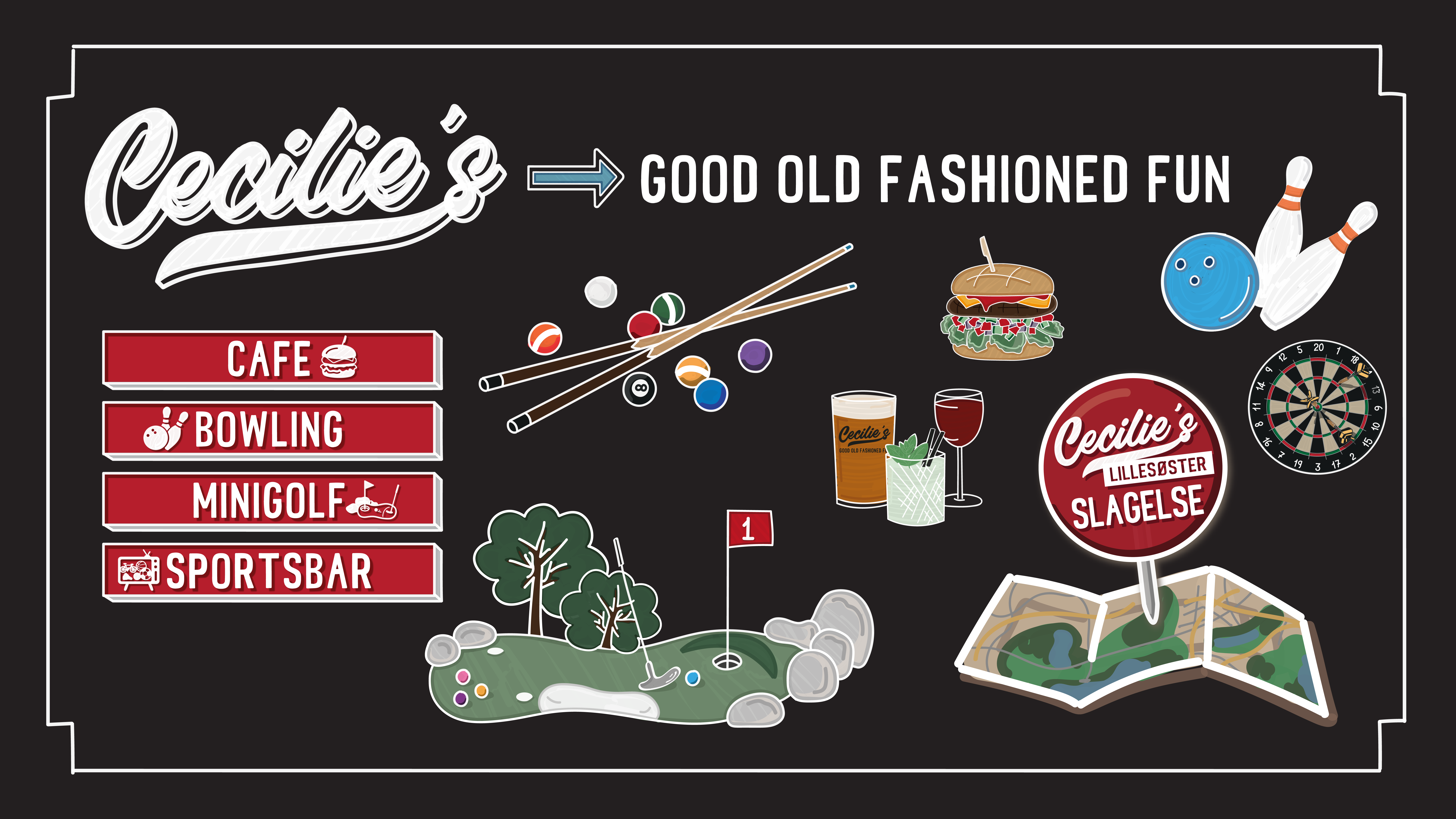 Cecilie's Slagelse – cafe, bowling, minigolf og sportsbar