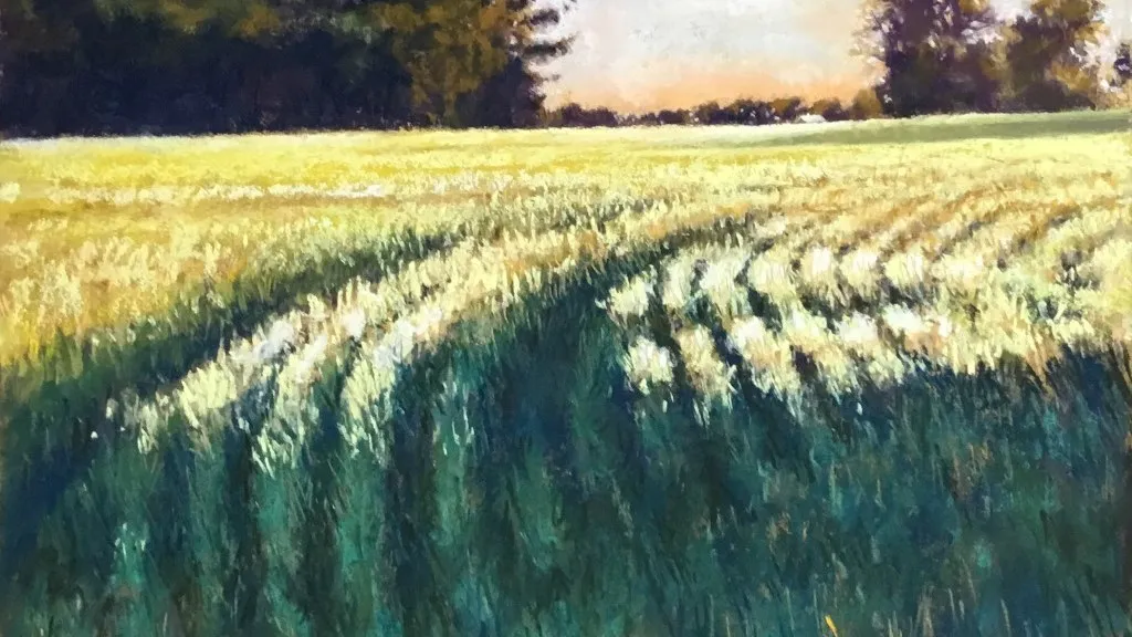 Maleri af Anne Berit Brogaard, der forestiller en mark med modent korn.