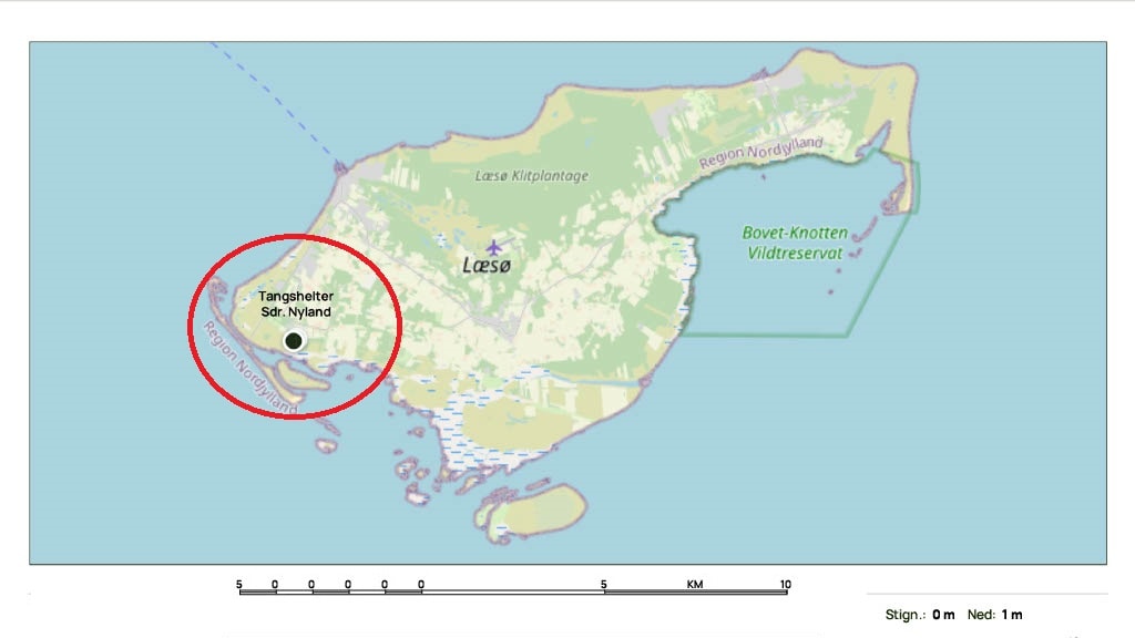 Tangshelter Læsø ved Sdr Nyland, en del af Ø-Camino Læsø og etape 4