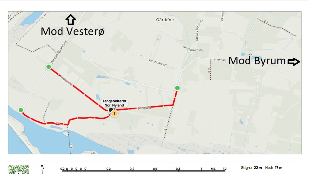 Tangshelter Læsø ved Sdr Nyland, en del af Ø-Camino Læsø og etape 4, støttet af Friluftsrådet