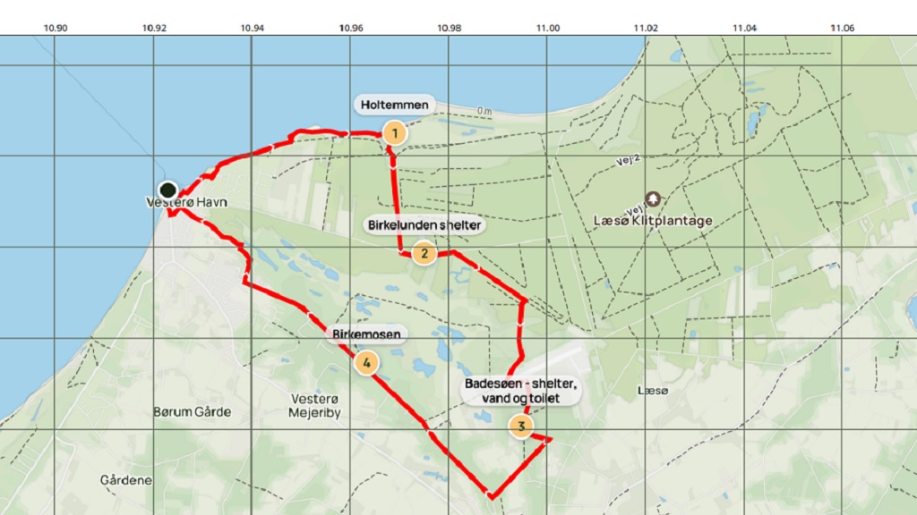 Vandrerute Vesterø Holtemmen Badesøen
