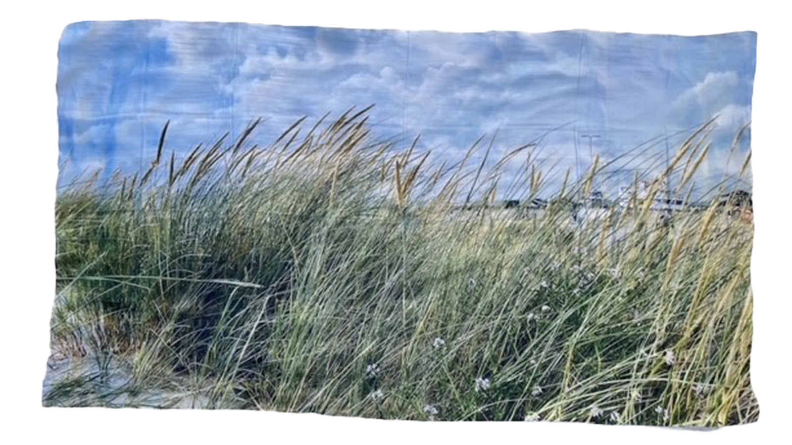 Scarf featuring a Læsø motif – marram grass and sky