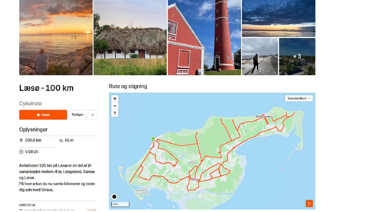 Læsø - 100 km på asfalt cykelrute Stravav