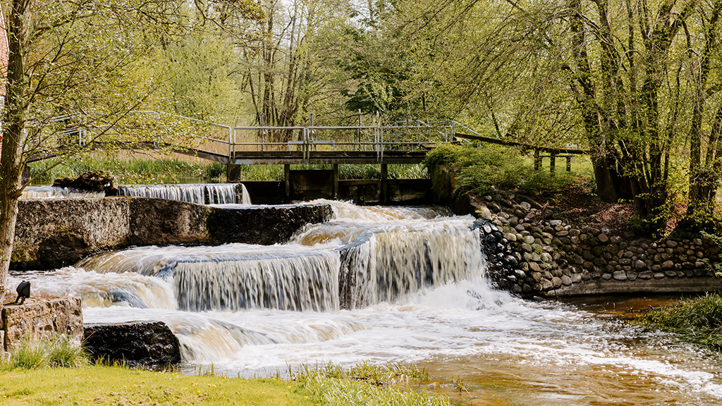 Brænde Ådal, rushing water at the fish ladders