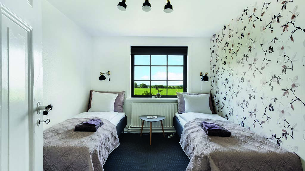 room with two single beds