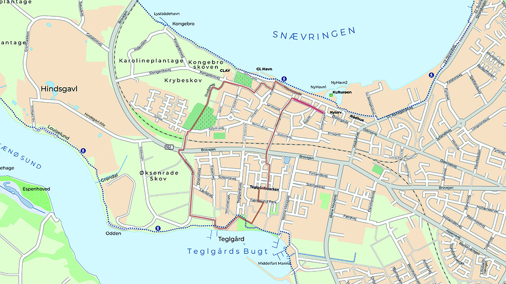 kort over Kongen Rute 5 km