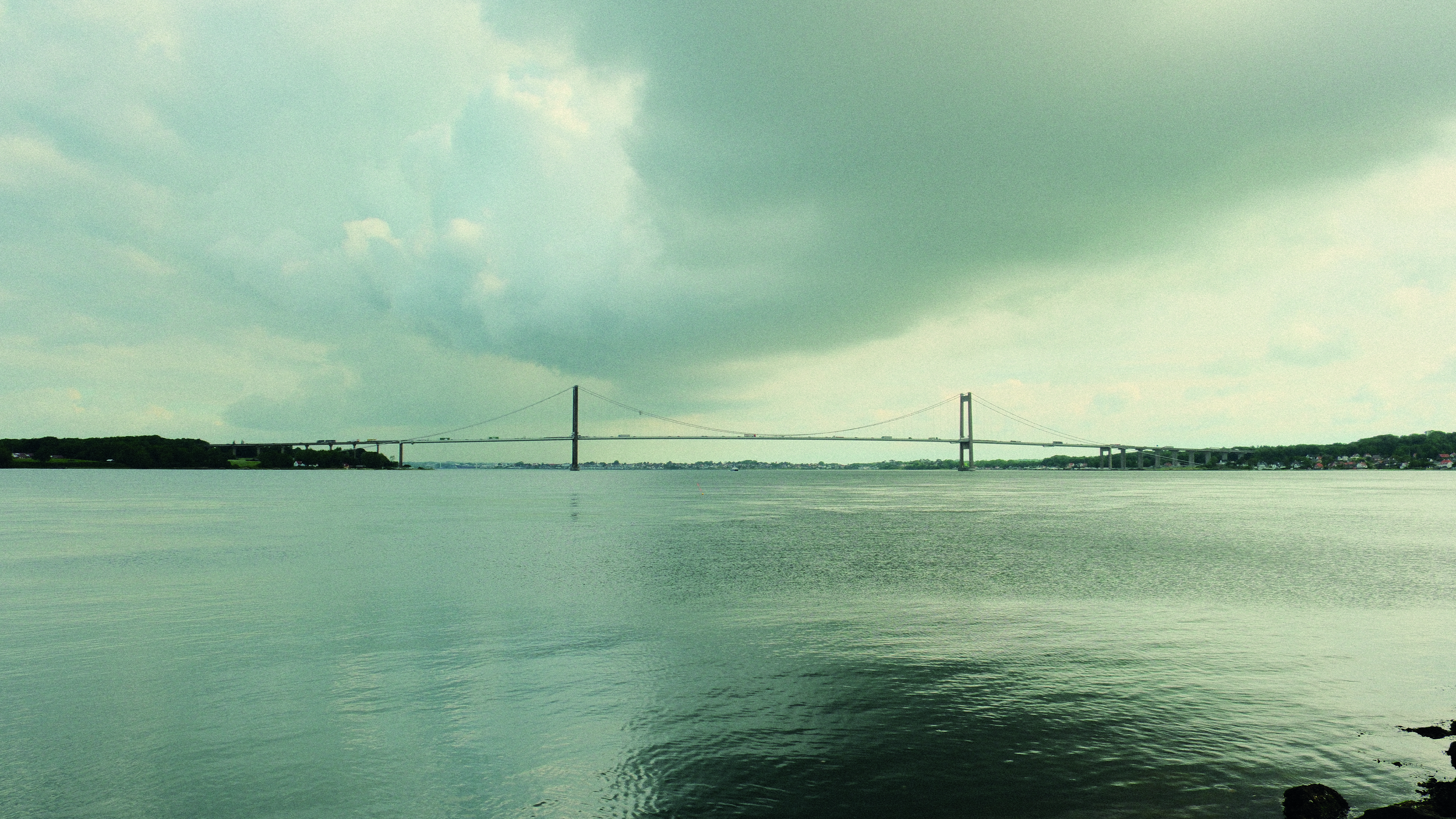 The New Little Belt Bridge seen from the waterfront in Middelfart