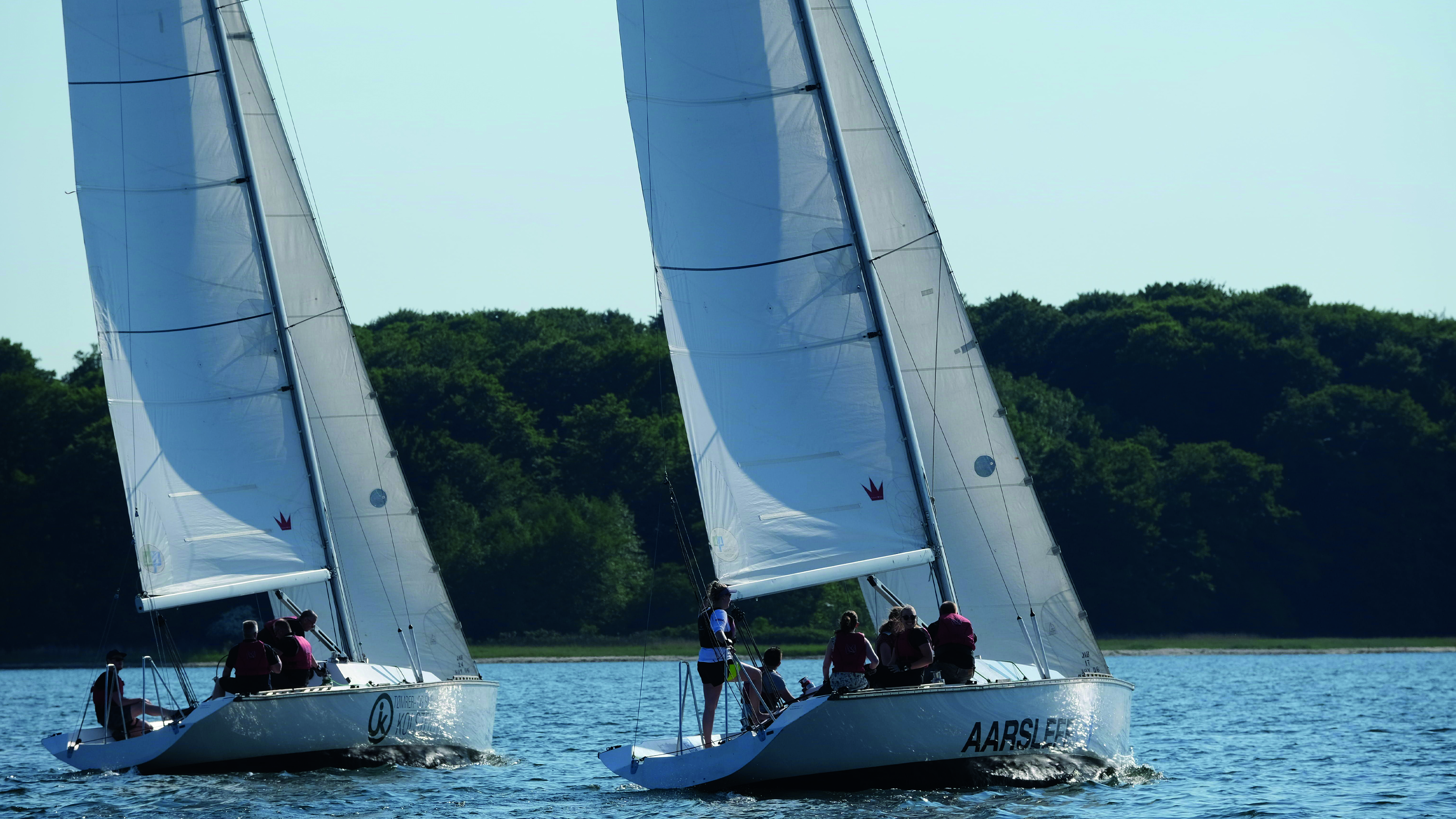 two sailboats from match race sailing on the Little Belt