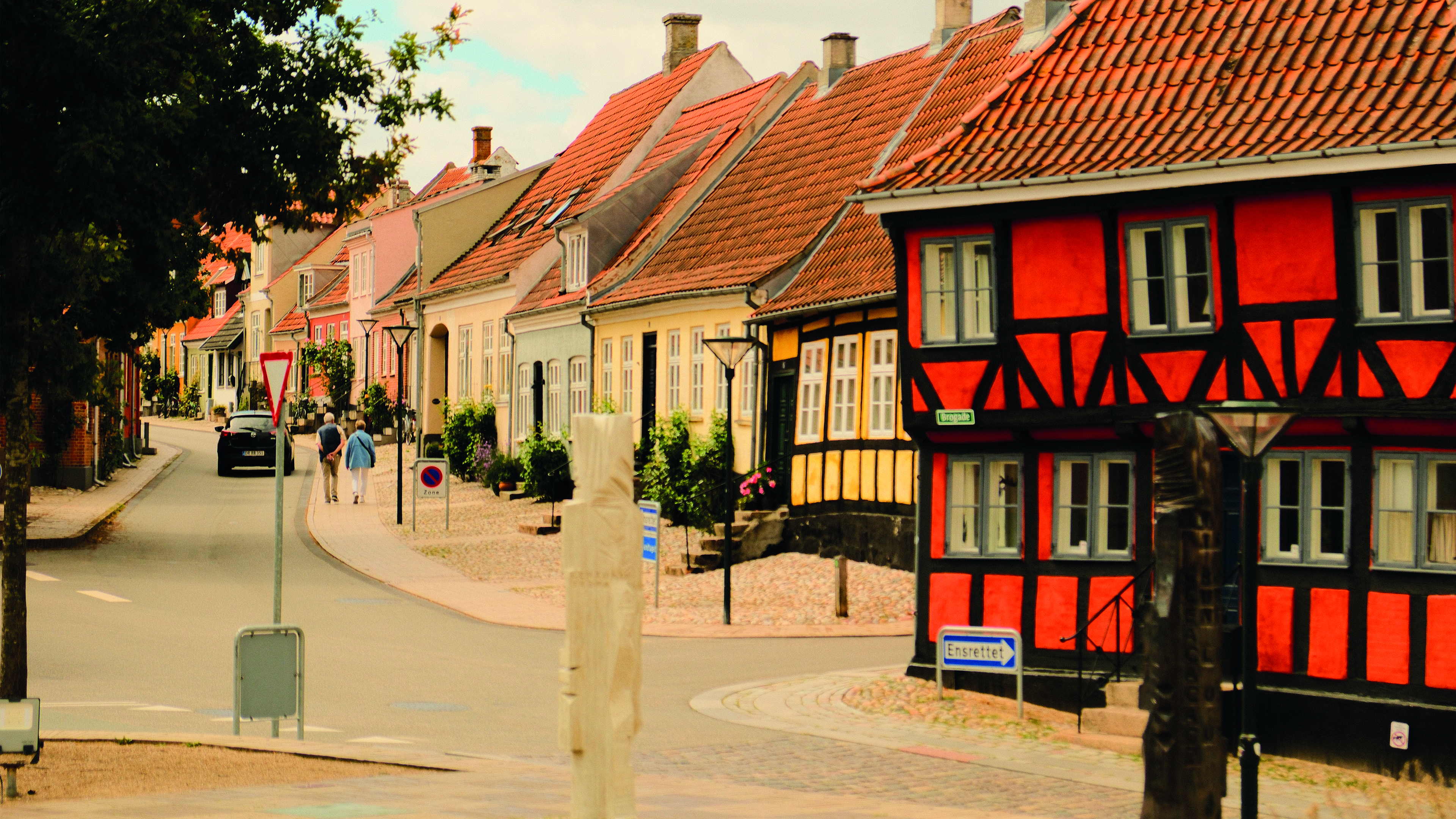 Den gamle bydel i Middelfart. Smukke gamle farvede byhuse
