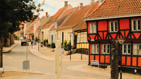 Den gamle bydel i Middelfart. Smukke gamle farvede byhuse