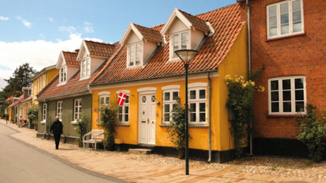 Den gamle bydel i Middelfart. Smukke gamle farvede byhuse