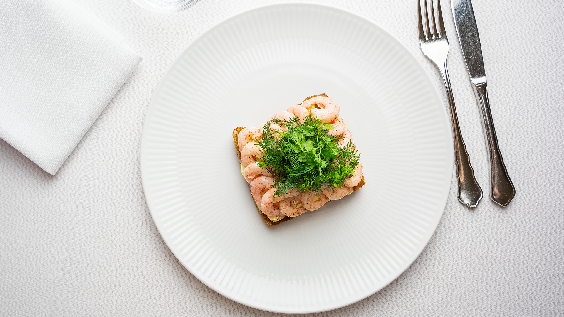 Ingrid's open-faced shrimp sandwich at the restaurant