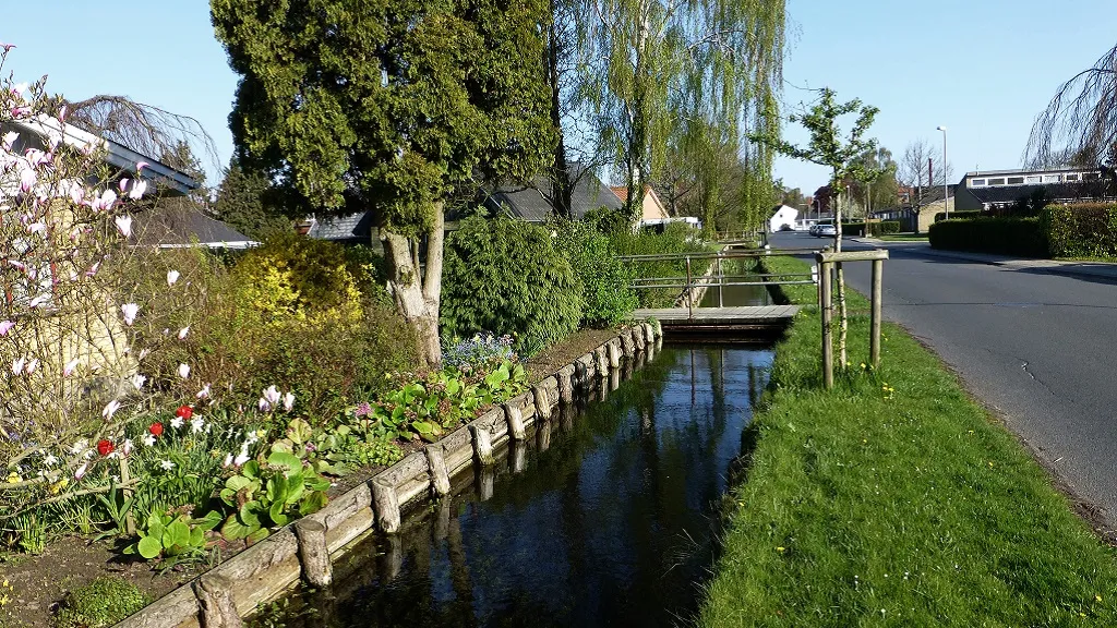 The town brook along the houses