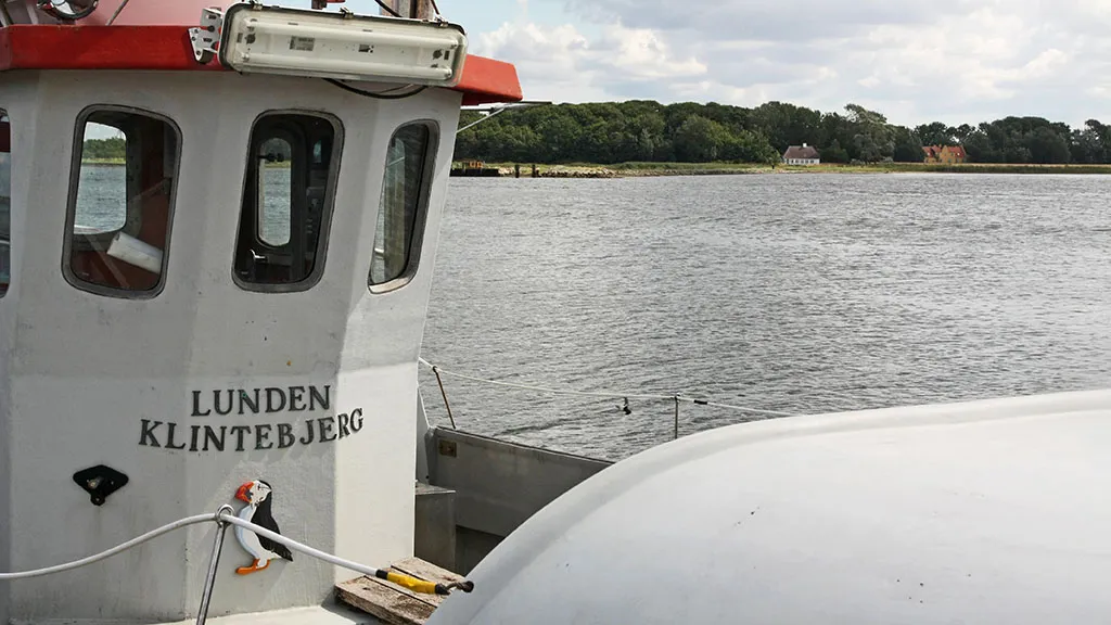 The small ferry Lunden between Klintebjerg Harbor and the island Vigelsø