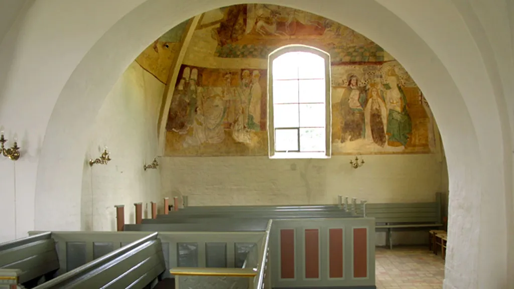 The large, beautiful frescoes in Søndersø Church