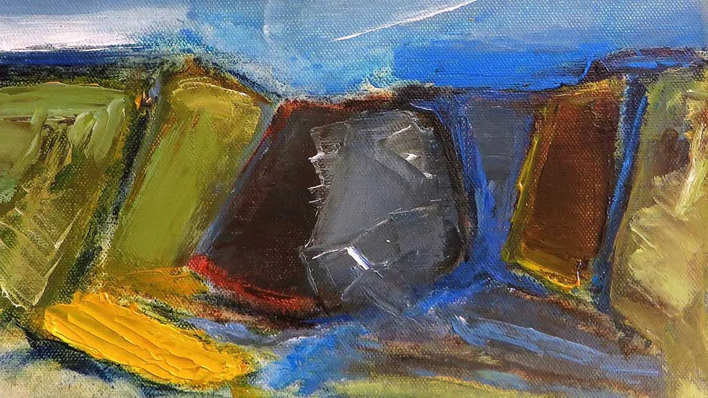 Abstrakt maleri af landskab