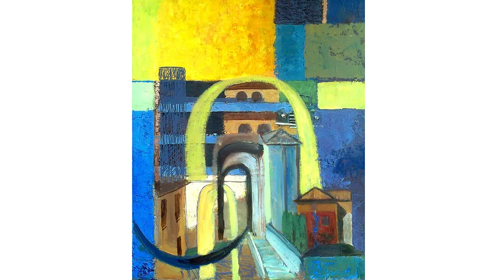 Abstract painting of Italian city