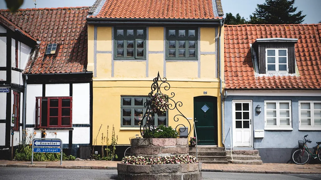 Older houses in Adelgade and tanner Larsen's well