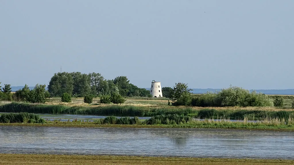 View of Langø Mill and the lake in front of the mill