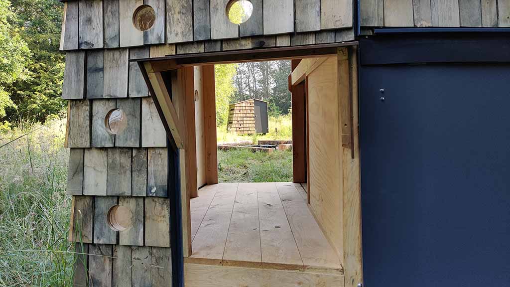 Shelters at Fuglsang Beach on North Funen near Tørresø