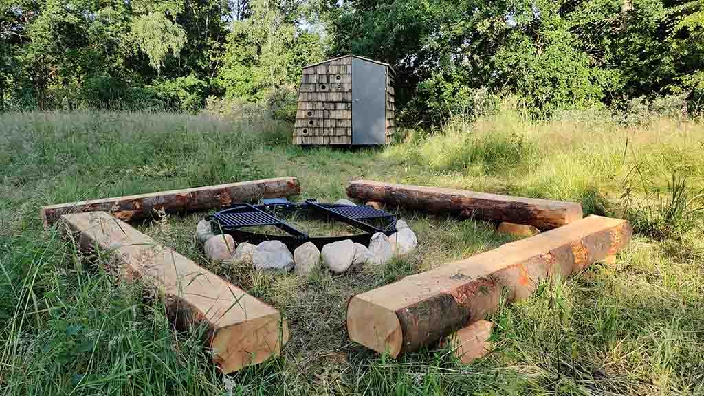 The bonfire at the shelters on Fuglsang Strand near Tørresø