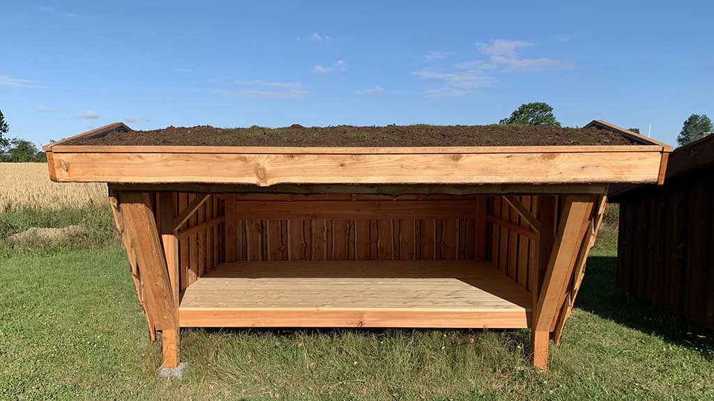 Otterup Friluftsoase har flere shelters til overnatning i naturen