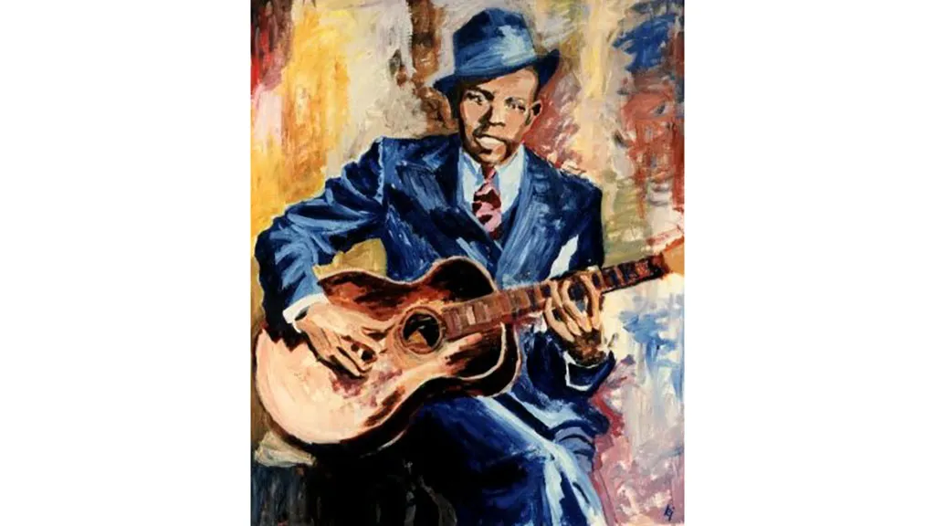 Painting of a blues guitarist