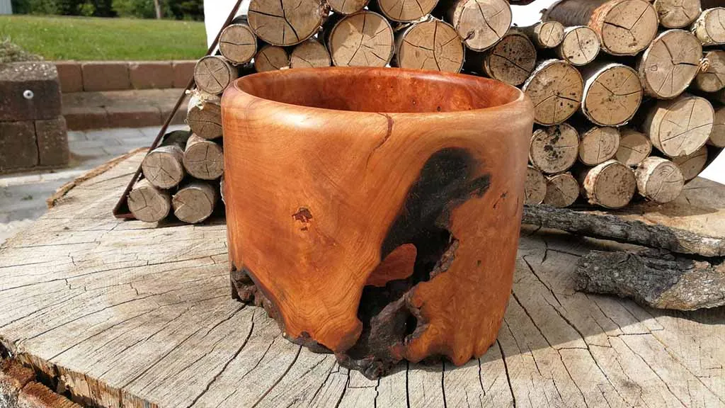 Wooden vessel made of Norway maple from the old Carlsberg in Valby - made by wood turner Jørn Anderson