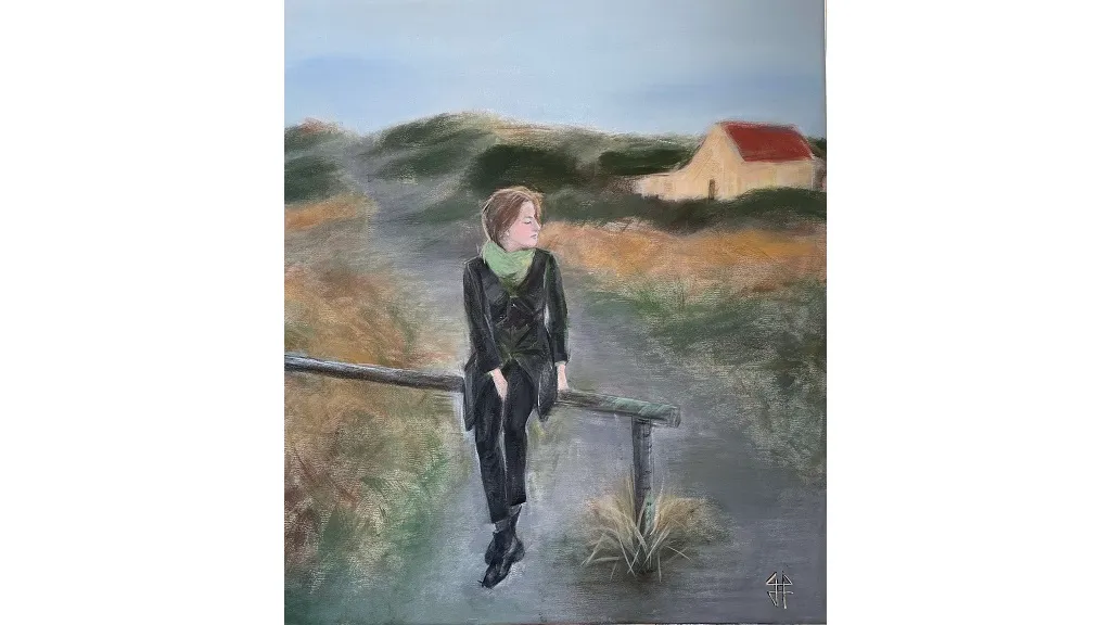 Girl by a path - painting