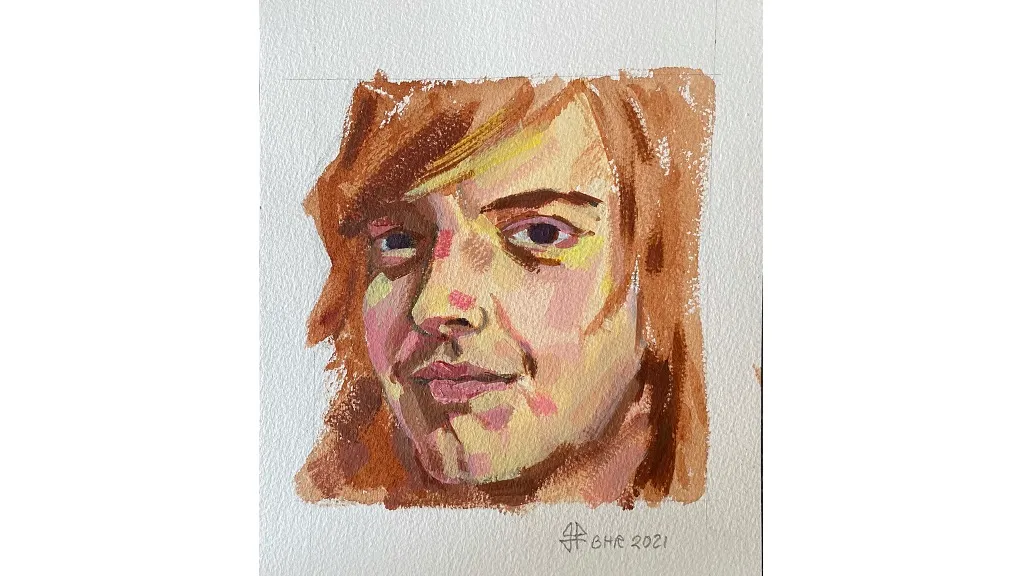 Maleri af et ungt menneskes ansigt