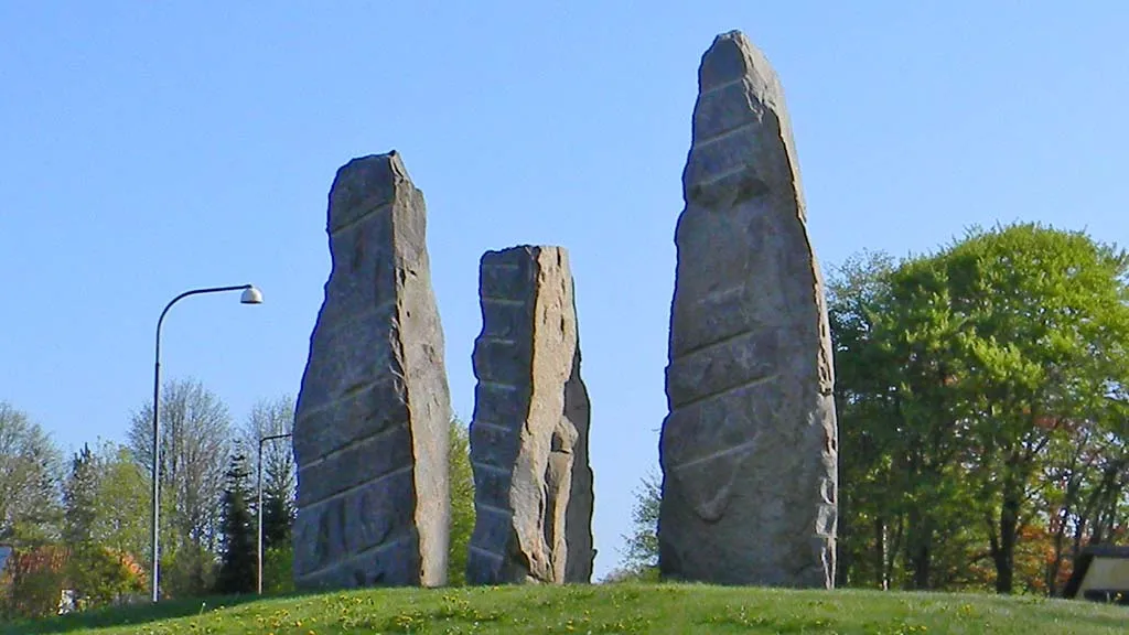 the bauta stones at the roundabout in Otterup